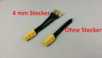 Zwei Traxxas-BL-2S-Motoradapterkabel mit gelben Steckern, beschriftet mit 4 mm Stecker und Ohne Stecker