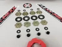 Flexx-Mexx-Schaltfahrwerk für Traxxas X-Maxx mit Metallteilen, schwarzen Dichtringen, Muttern und rotem Ringwerkzeug
